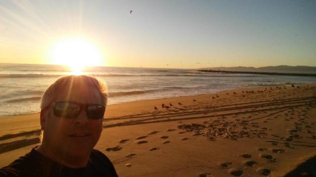 Selfie after work on beach